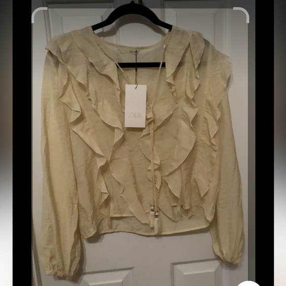 Zara RUFFLED ROMANTIC BLOUSE Size M - Picture 8 of 10